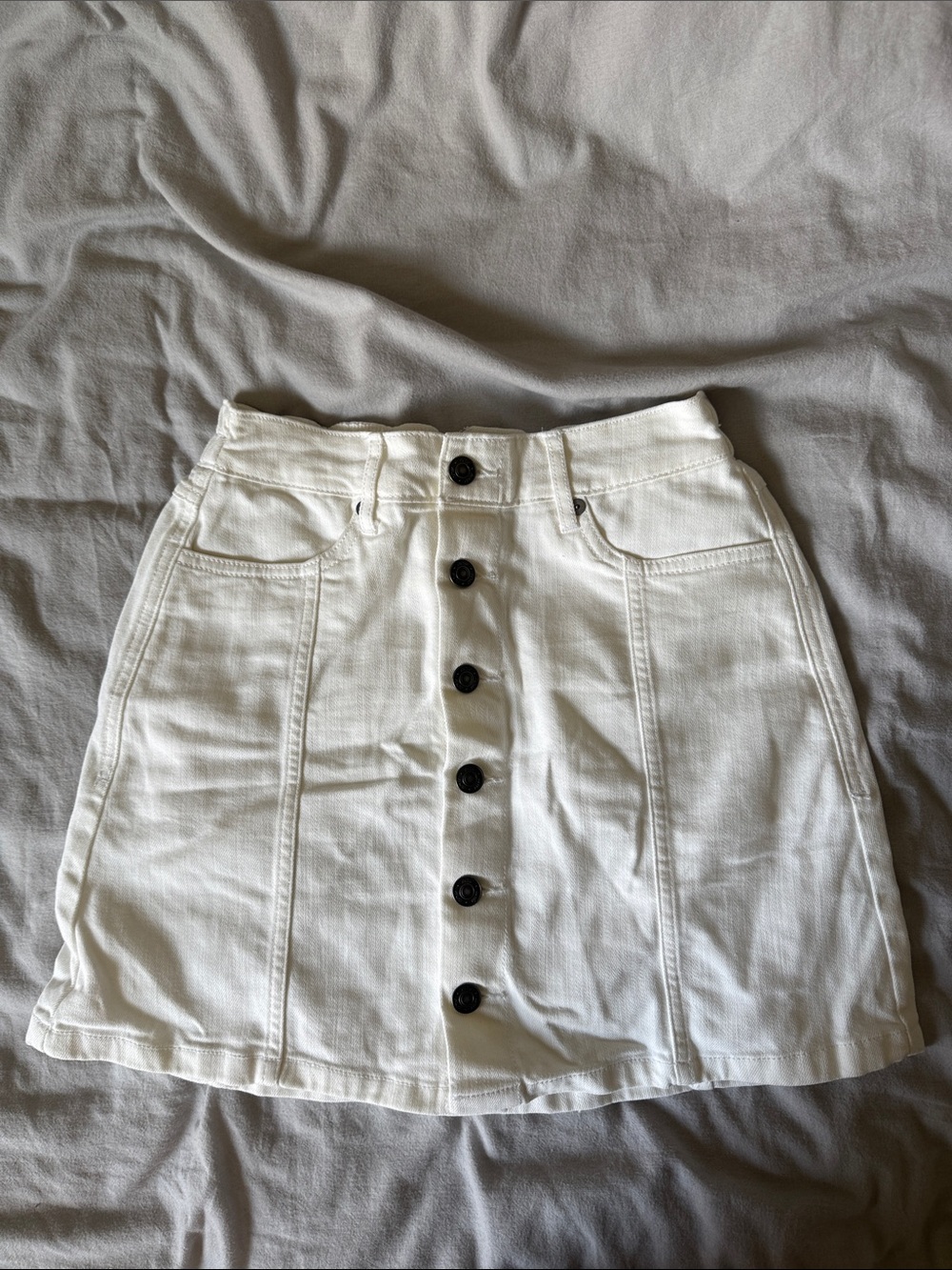 Aerie High-Waist White Button-Front Mini Skirt
